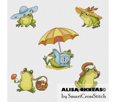 Cute Frogs Set of cross stitch patterns