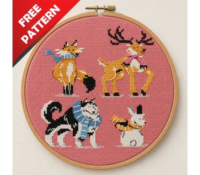 Funny Animals Free cross stitch chart