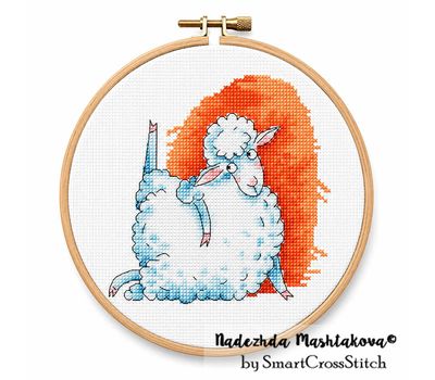 Funny Sport Sheep cross stitch hoop