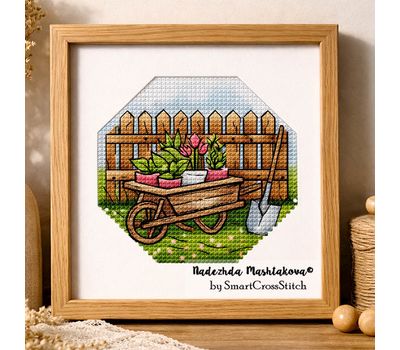Garden cart cross stitch pattern