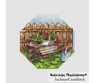 Garden cart cross stitch