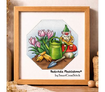 Garden figurine cross stitch pattern