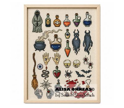 Halloween sampler cross stitch chart
