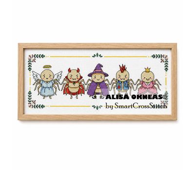Halloween Spiders in Suits cross stitch pattern