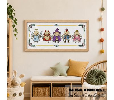 Halloween Spiders in Suits cross stitch chart