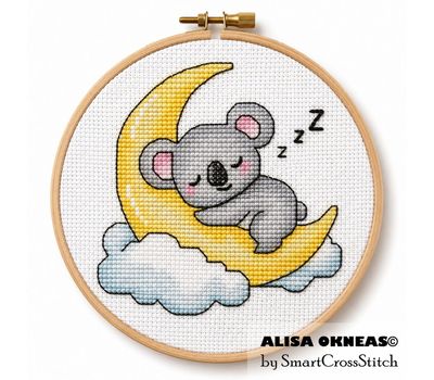 Sleeping koala cross stitch pattern