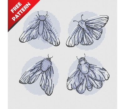 Moths Free cross stitch chart