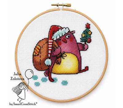 Happy New Year Owl cross stitch chart