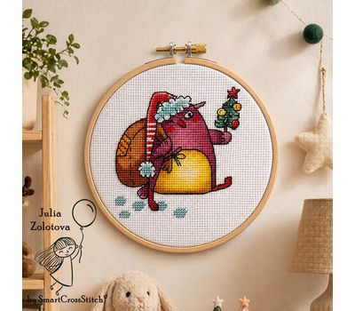 Happy New Year Owl cross stitch pattern