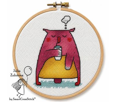 Owl With Coffee cross stitch