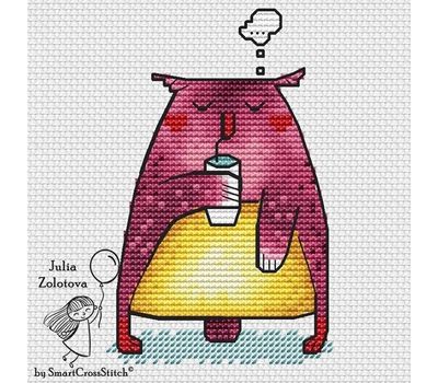 Owl With Coffee cross stitch chart