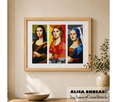 Paintings with Ladies cross stitch pattern