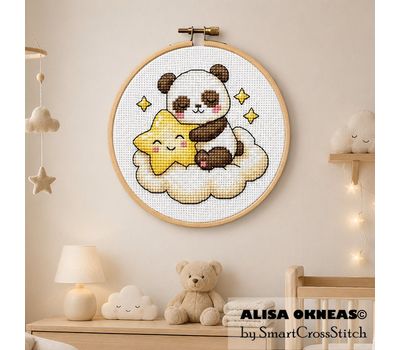 Sleeping panda cross stitch