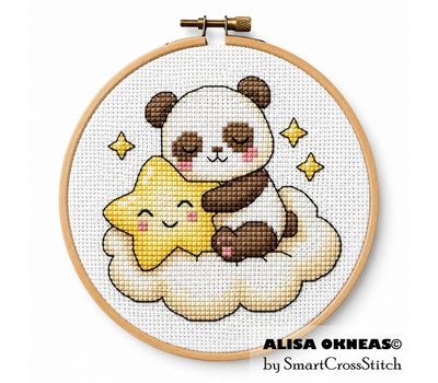 Sleeping panda cross stitch pattern