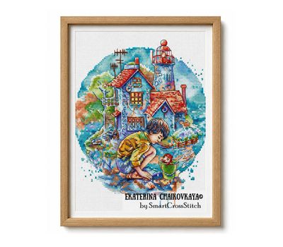Ponyo on the Cliff cross stitch