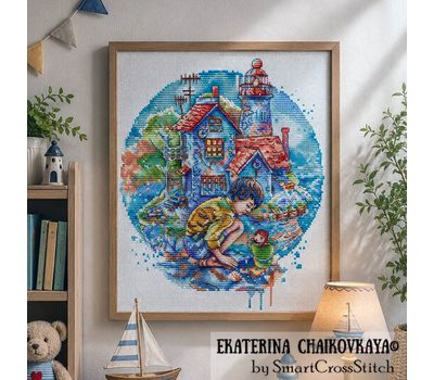 Ponyo on the Cliff cross stitch pattern