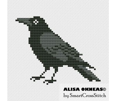 Crow cross stitch chart