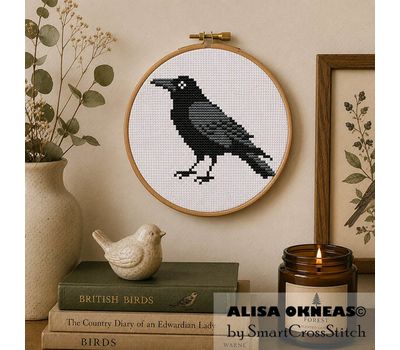 Crow cross stitch pattern