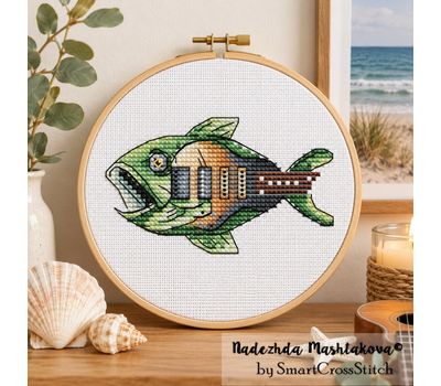 Rock Star Fish cross stitch pattern