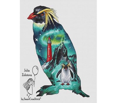 Rockhopper penguin cross stitch