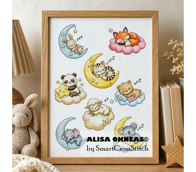 Sleeping Baby Animals - Set of 8 cross stitch patterns