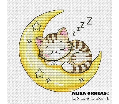 Sleeping Cat cross stitch chart