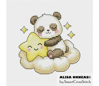 Sleeping panda cross stitch chart
