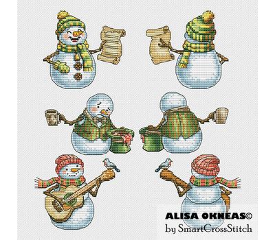 Snowmen Set of 3 cross stitch charts