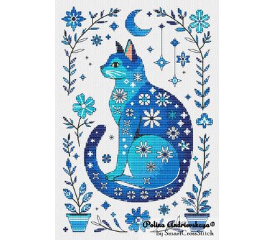 Spring Cat cross stitch chart