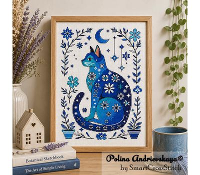 Spring Cat cross stitch pattern