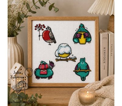 Birds set cross stitch pattern