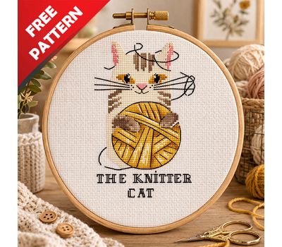 The Knitter Cat Free cross stitch chart