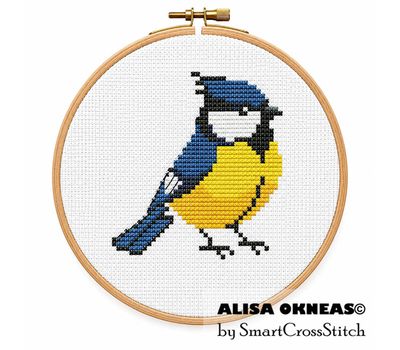 Tit cross stitch hoop