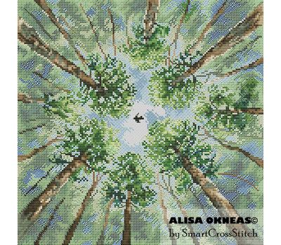 Circle of trees cross stitch chart