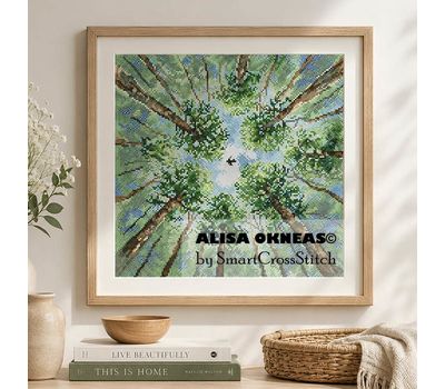 Circle of trees cross stitch pattern