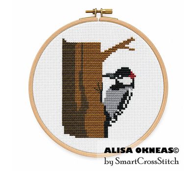 Woodpecker 1 cross stitch hoop