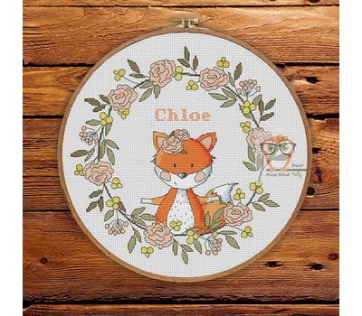 Baby Cross stitch pattern Girl Sampler Little Fox