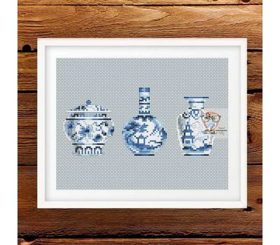 Chinese Vases oriental cross stitch pattern pdf