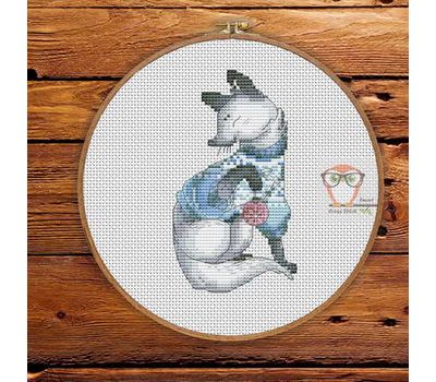 Christmas Cross stitch pattern White Fox}
