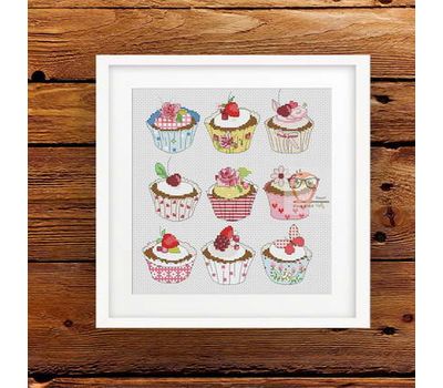 Free Cross Stitch pattern ''Cupcakes"