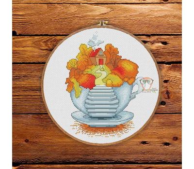 Fantasy Cross stitch pattern Autumn in the Teapot