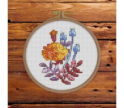 Floral Cross stitch pattern Marigold Flowers}