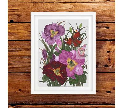 Lilies & Butterfly Floral cross stitch pattern