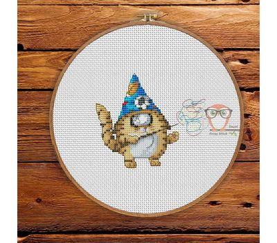 Funny Cross stitch pattern Cyclops Cat The Wizard}
