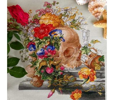 Gothic Cross stitch pattern Skull & Flowers}