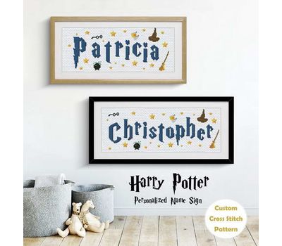 Harry Potter cross stitch pattern Hogwarts Name Sign