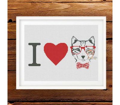 I Love Cats cross stitch inspirational pattern