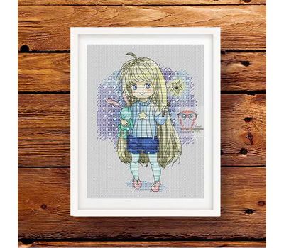 Free Cross Stitch pattern download ''Cute Little Princess Girl
