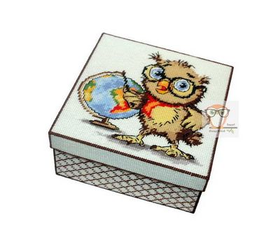 Owl & Geo plastic canvas tissue box}