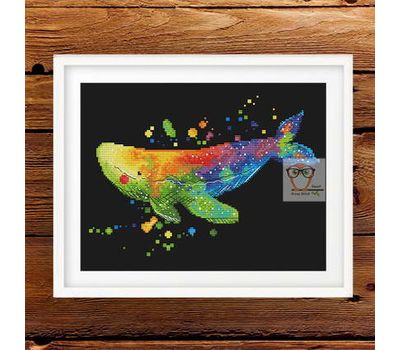 Sea Cross stitch pattern Rainbow Whale}